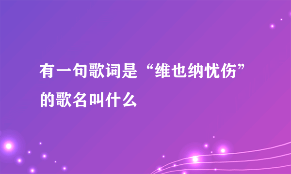 有一句歌词是“维也纳忧伤”的歌名叫什么