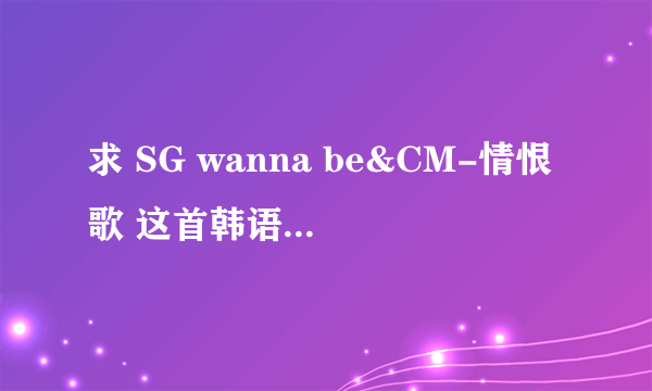 求 SG wanna be&CM-情恨歌 这首韩语歌的韩文歌词和中文翻译`谢谢`
