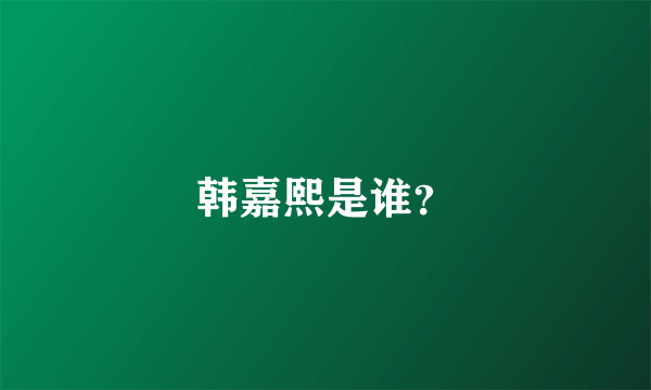 韩嘉熙是谁？