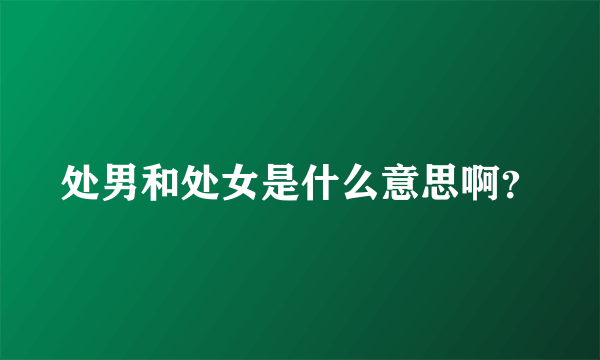 处男和处女是什么意思啊？