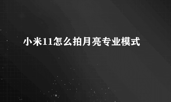 小米11怎么拍月亮专业模式
