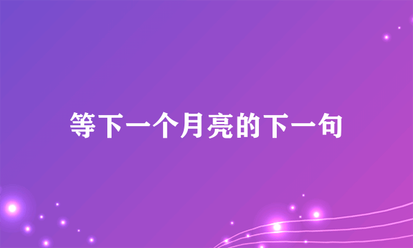 等下一个月亮的下一句