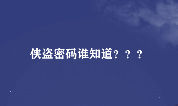 侠盗密码谁知道？？？