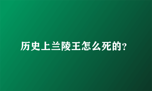 历史上兰陵王怎么死的？