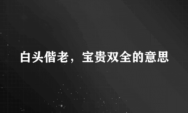 白头偕老，宝贵双全的意思