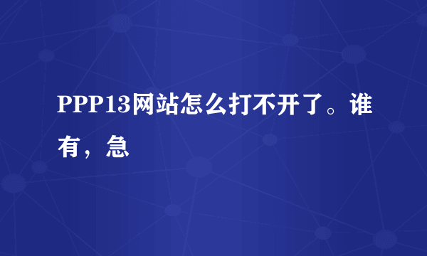 PPP13网站怎么打不开了。谁有，急