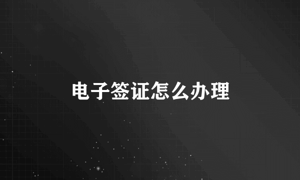 电子签证怎么办理