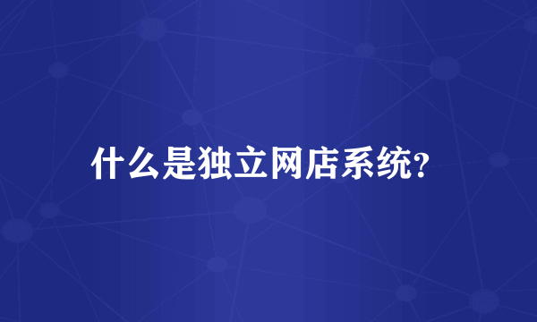 什么是独立网店系统？