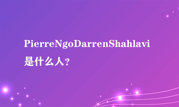 PierreNgoDarrenShahlavi是什么人？