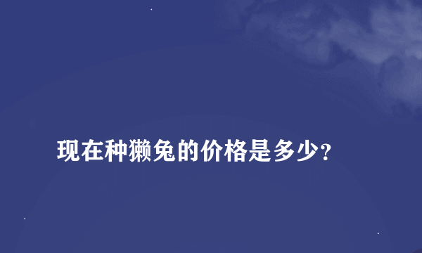 
现在种獭兔的价格是多少？

