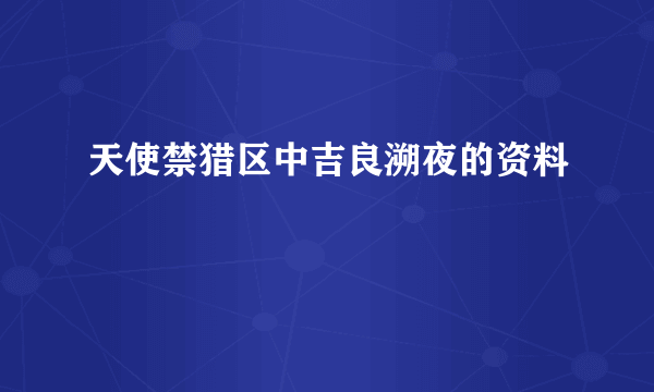 天使禁猎区中吉良溯夜的资料