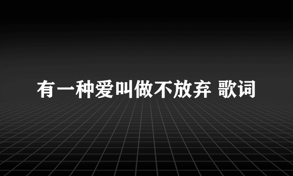 有一种爱叫做不放弃 歌词