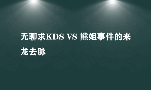 无聊求KDS VS 熊姐事件的来龙去脉