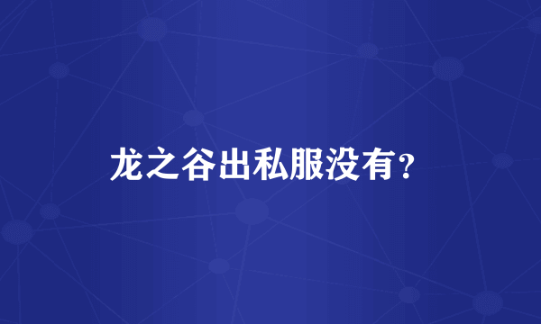 龙之谷出私服没有？