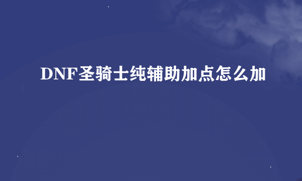 DNF圣骑士纯辅助加点怎么加