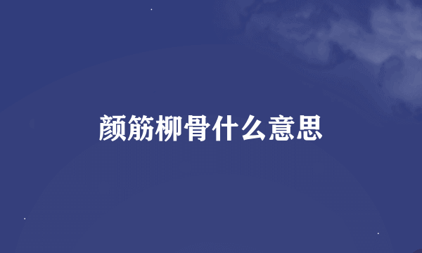 颜筋柳骨什么意思