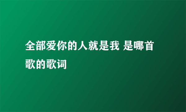 全部爱你的人就是我 是哪首歌的歌词