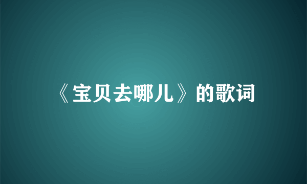 《宝贝去哪儿》的歌词