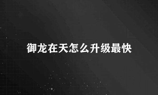 御龙在天怎么升级最快