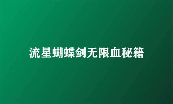 流星蝴蝶剑无限血秘籍