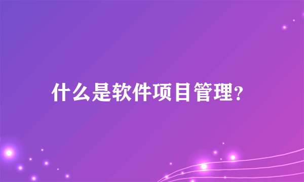什么是软件项目管理？