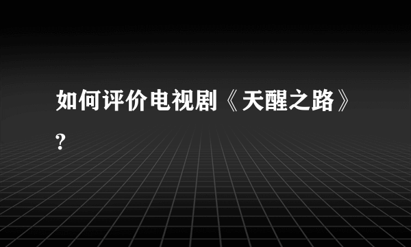 如何评价电视剧《天醒之路》?