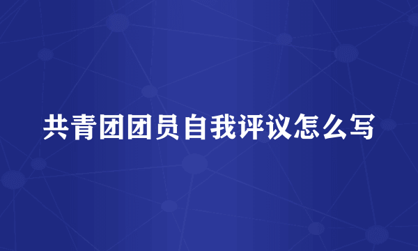 共青团团员自我评议怎么写