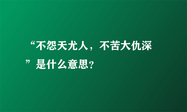 “不怨天尤人，不苦大仇深 ”是什么意思？