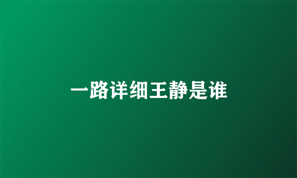 一路详细王静是谁