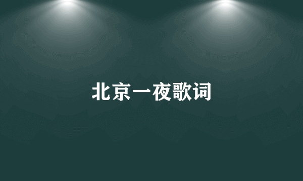 北京一夜歌词