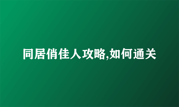 同居俏佳人攻略,如何通关