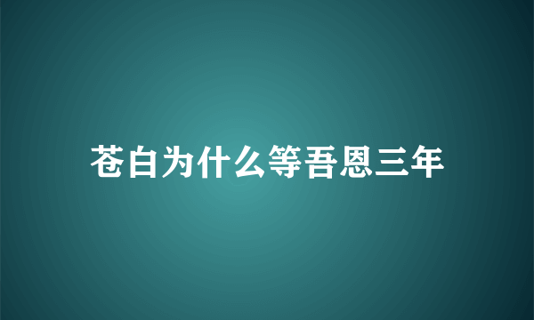 苍白为什么等吾恩三年