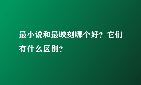 最小说和最映刻哪个好？它们有什么区别？