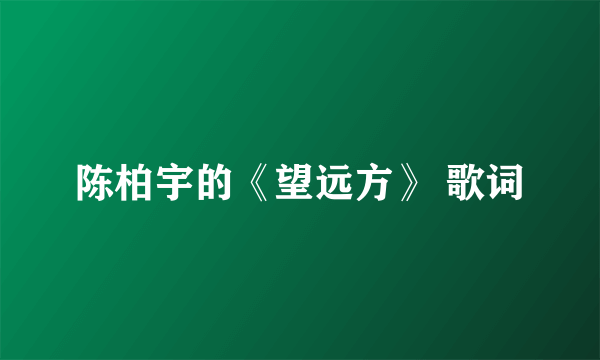 陈柏宇的《望远方》 歌词
