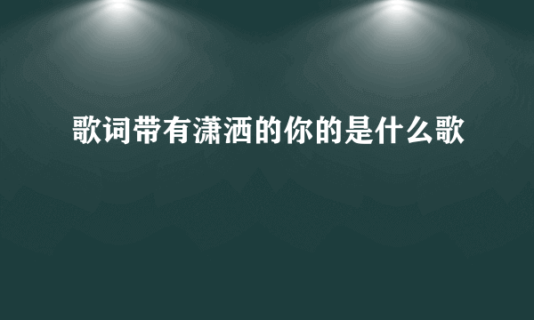 歌词带有潇洒的你的是什么歌