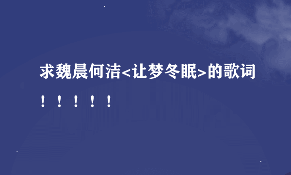 求魏晨何洁<让梦冬眠>的歌词！！！！！