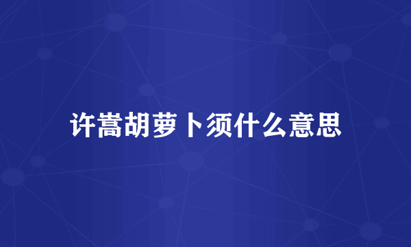 许嵩胡萝卜须什么意思