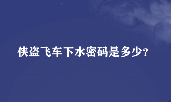 侠盗飞车下水密码是多少？