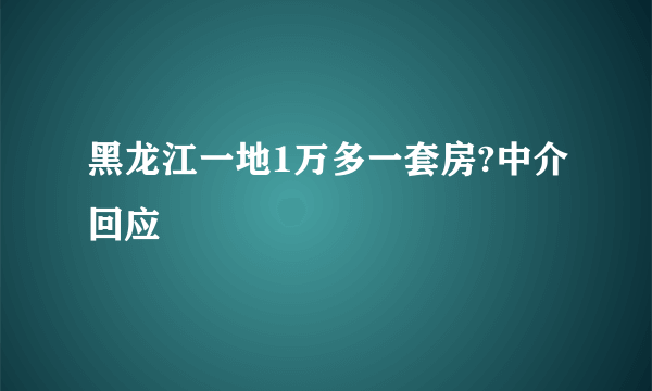 黑龙江一地1万多一套房?中介回应