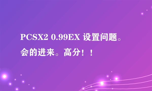 PCSX2 0.99EX 设置问题。会的进来。高分！！