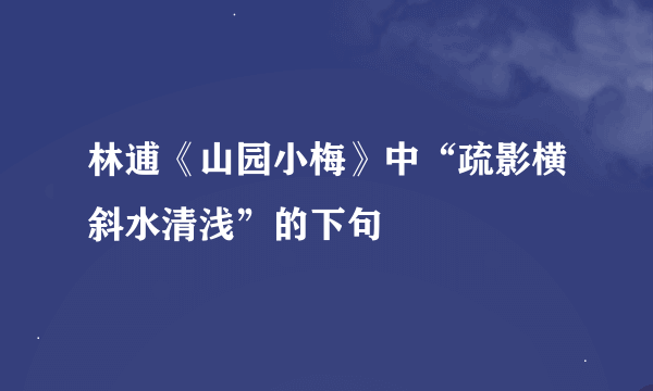 林逋《山园小梅》中“疏影横斜水清浅”的下句