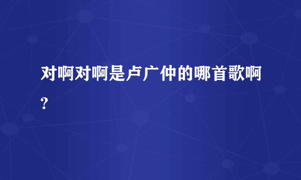 对啊对啊是卢广仲的哪首歌啊?