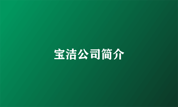 宝洁公司简介