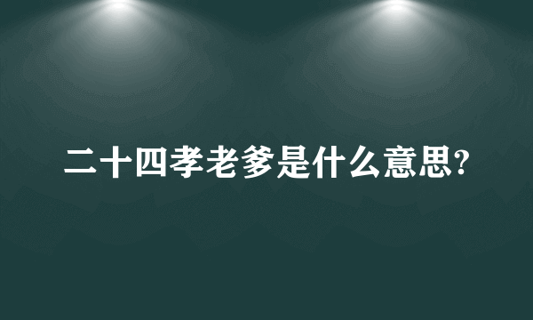 二十四孝老爹是什么意思?