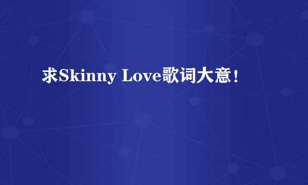 求Skinny Love歌词大意！