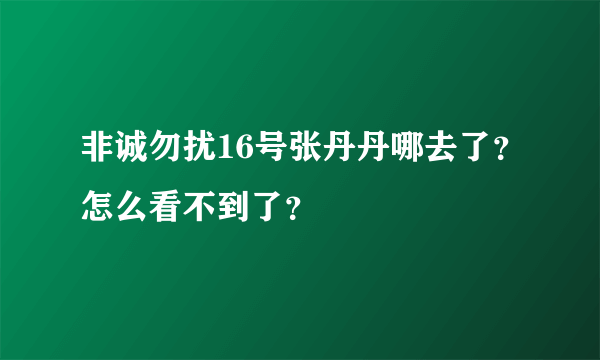 非诚勿扰16号张丹丹哪去了？怎么看不到了？