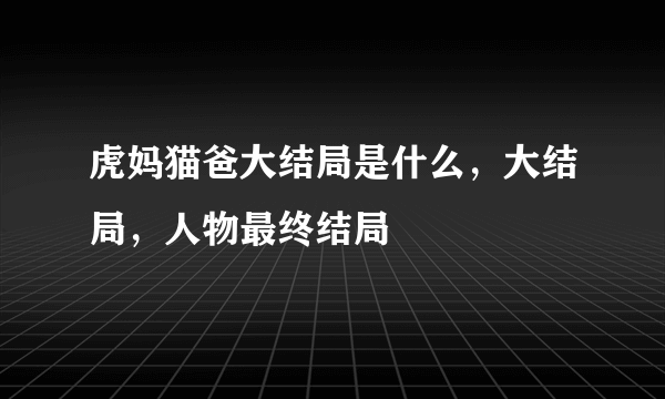 虎妈猫爸大结局是什么，大结局，人物最终结局