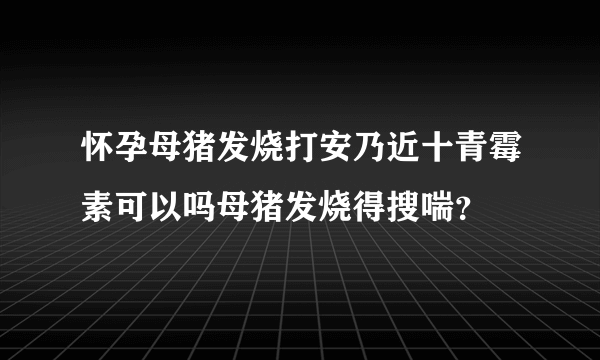 怀孕母猪发烧打安乃近十青霉素可以吗母猪发烧得搜喘？