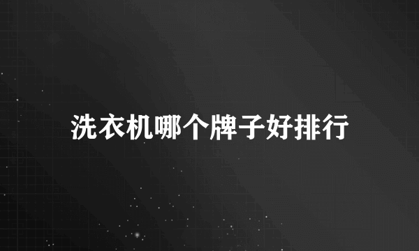 洗衣机哪个牌子好排行