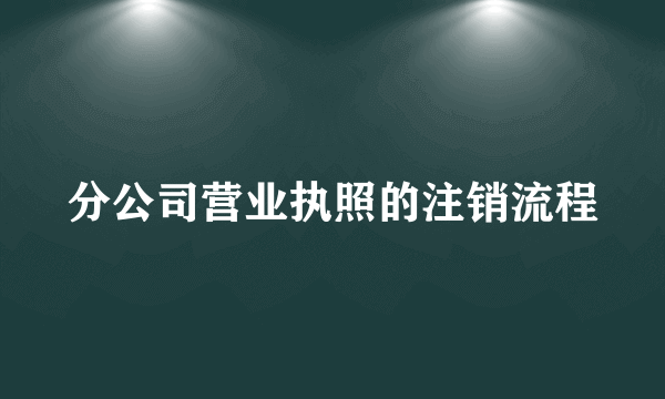 分公司营业执照的注销流程